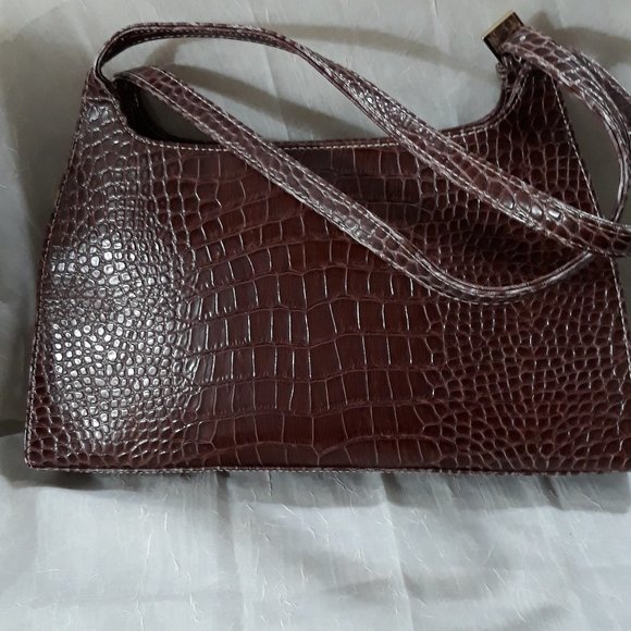 Liz Claiborne Brown Faux Crocodile Leather Purse Bag - Picture 5 of 9